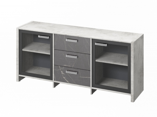 Тумба трехсекционная с 2 дверьми FB-13-02.G Хромикс белый/Камень Пьетра Гриджиа черный Тумба трехсекционная с 2 дверьми FB-13-02.G Хромикс белый/Камень Пьетра Гриджиа черный