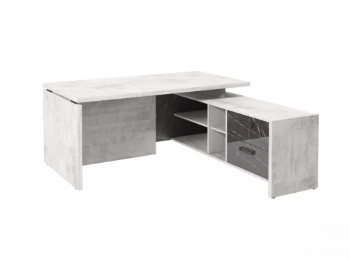 Стол с опорной тумбой FB-117R.GG (R) Хромикс белый/Камень Пьетра Гриджиа черный Стол с опорной тумбой FB-117R.GG (R) Хромикс белый/Камень Пьетра Гриджиа черный