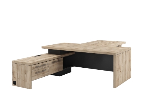 Стол руководителя с опорной тумбой Т-820.1000Л (L) с блоком розеток и брифингом Стол руководителя с опорной тумбой Т-820.1000Л (L) с блоком розеток и брифингом