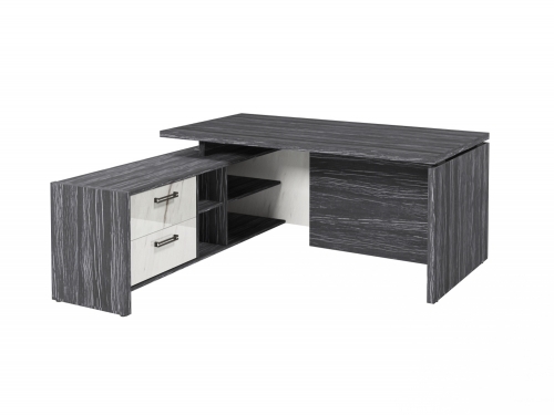 Стол с опорной тумбой FB-117L.GG Древесина Графит/Мрамор Леванто белый Стол с опорной тумбой FB-117L.GG Древесина Графит/Мрамор Леванто белый