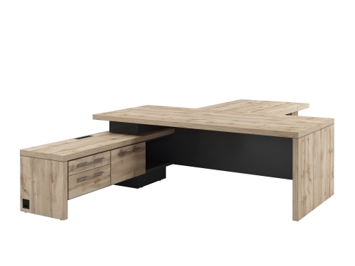 Стол руководителя с опорной тумбой Т-822.1000Л с блоком розеток и брифингом Стол руководителя с опорной тумбой Т-822.1000Л с блоком розеток и брифингом