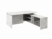 Стол с опорной тумбой FB-117R.GG Хромикс белый/Камень Пьетра Гриджиа черный