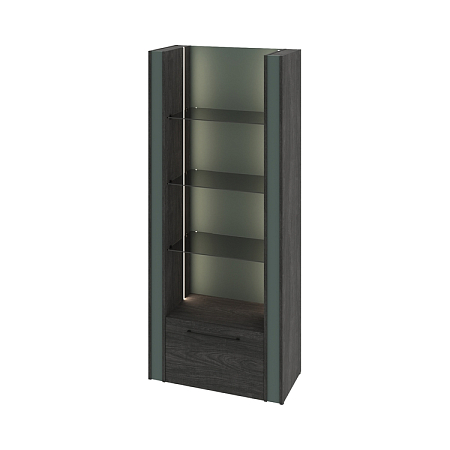 Стеллаж с подсветкой, стеклянными полками и ящиком Гринвуд G-71