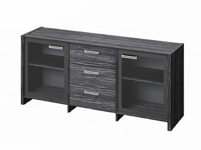 Тумба трехсекционная с 2 дверьми FI-13-02.D. Древесина Графит